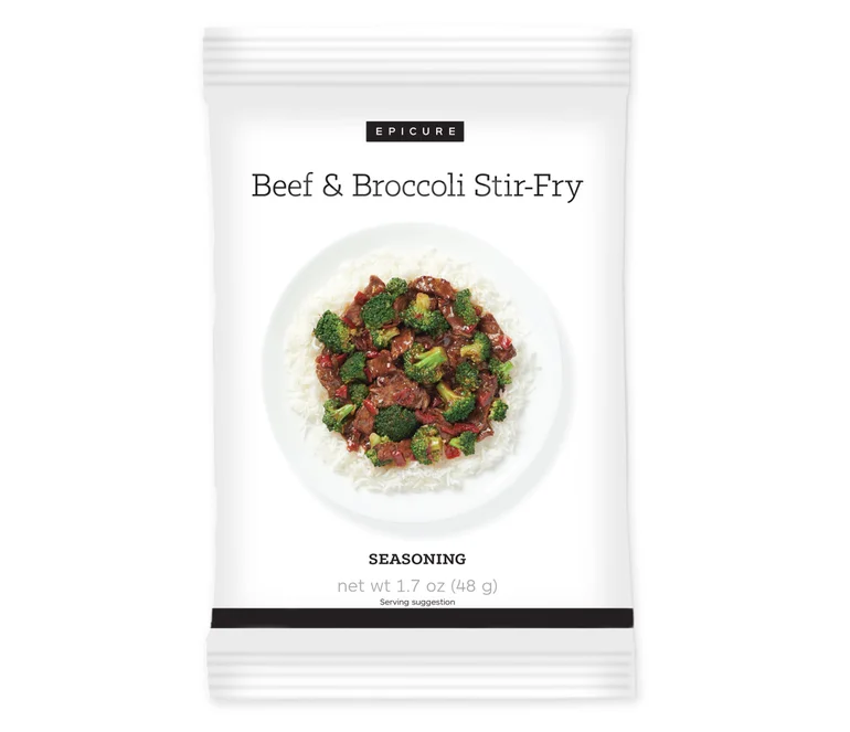 Beef and broccoli stir fry seasoning package from Epicure. 