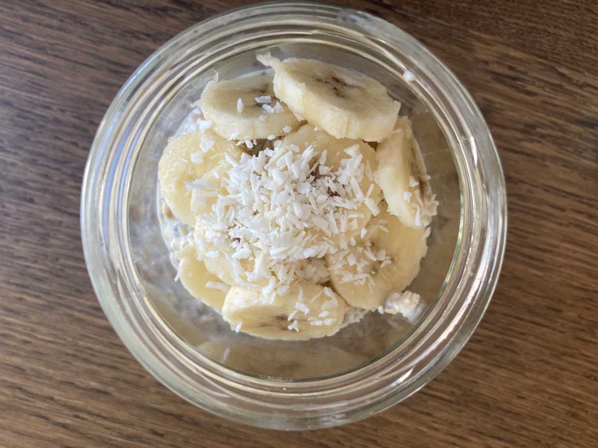 View of Banana Cream Overnight Oats - The Heart Dietitian