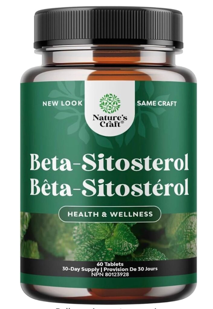 An image of a supplement bottle of Beta-Sitosterol, with a green label.