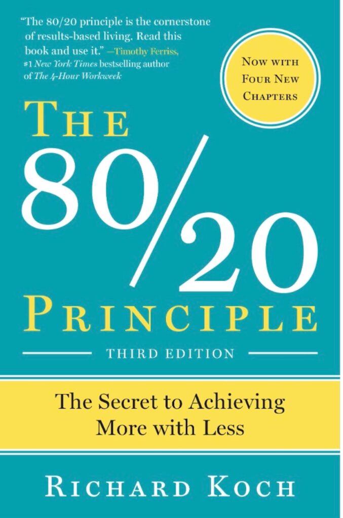 The book cover of the book the 80/20 Principle.