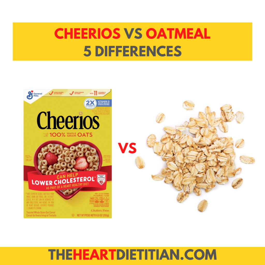 Cheerios vs oatmeal coverphoto with a picture of an original cherrios box with rolled oats.