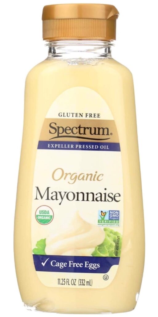 A bottle of Spectrum organic mayonnaise.